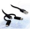 INTER-TECH USB2.0 na mUSB/USB-C/Lightning 1m črn kabel