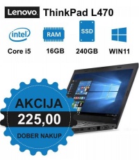 AKCIJA Lenovo ThinkPad L470 i5-6200U | 16GB DDR4 | 240GB SSD | 14,1" | 1360 x 768| RABLJEN
